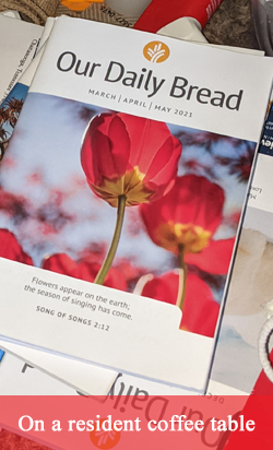 Our Daily Bread seen on a resident coffee table