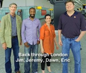 Back through London: Jim, Jeremy, Dawn, and Eric